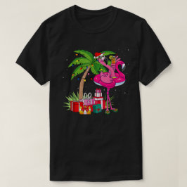 Camiseta Navidades Del Flamingo Rosado Tropical En El Veran