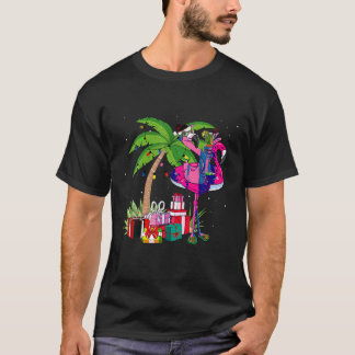 Camiseta Navidades Del Flamingo Rosado Tropical En Julio En
