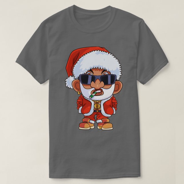 Camiseta Navidades del Gangster del Papá Noel Negro 2 (Diseño del anverso)