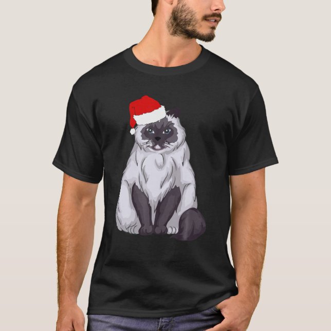 Camiseta Navidades del gato de Santa Ragdoll Pajama T Funny (Anverso)