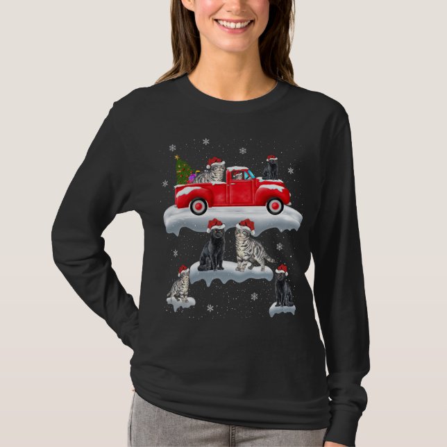 Camiseta Navidades del gato del camión de la navidad que co (Anverso)