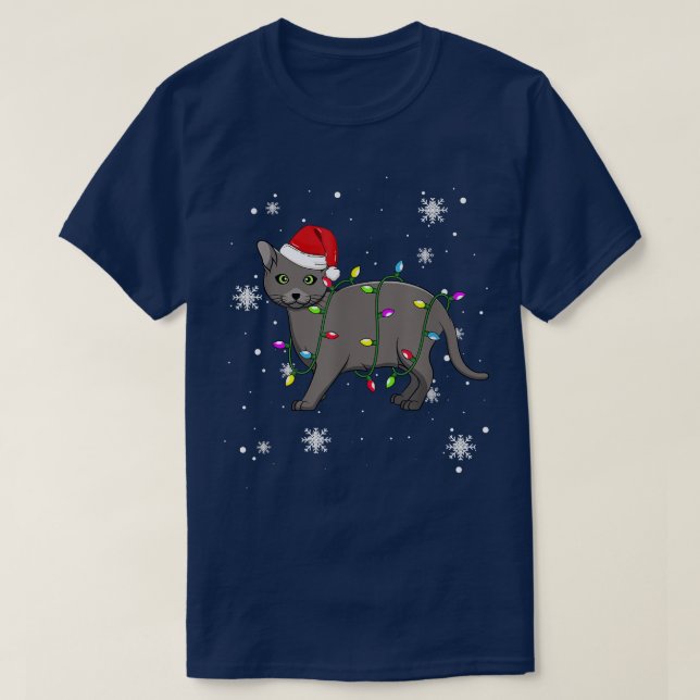 Camiseta Navidades del gato del Korat alumbran a Navidades  (Diseño del anverso)