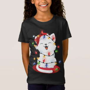 Camiseta Navidades del gato iluminan la nieve de gatito