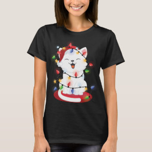 Camiseta Navidades del gato iluminan la nieve de gatito