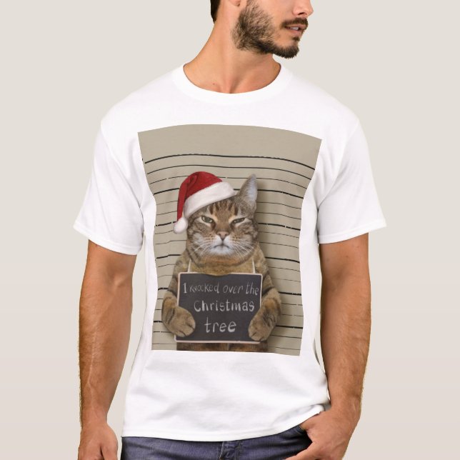 Camiseta Navidades del gato Mugshot (Anverso)