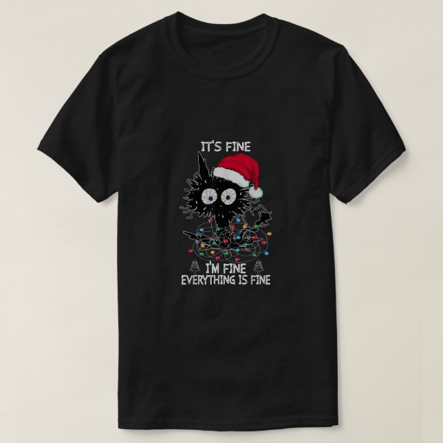 Camiseta Navidades del gato negro Está bien que esté todo b (Diseño del anverso)