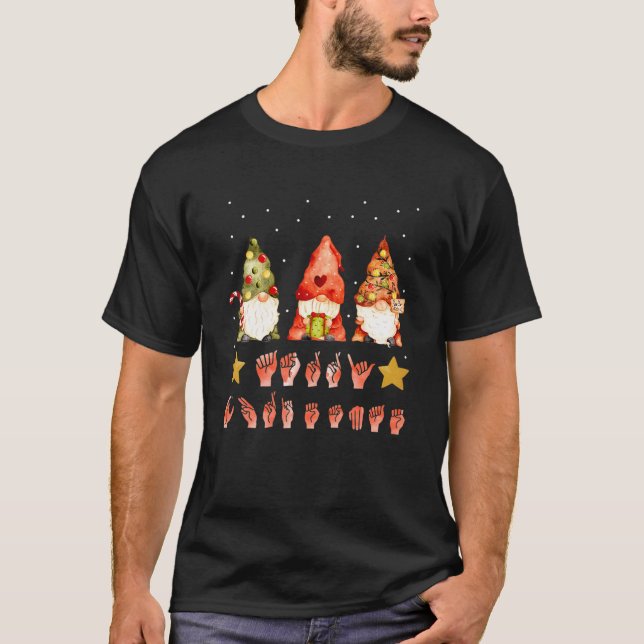 Camiseta Navidades del Gnome Hand ASL Rótulo Language 2021 (Anverso)