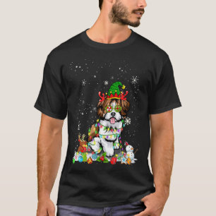 Camiseta Navidades del Gorra del Perro Elf Shih Tzu ilumina