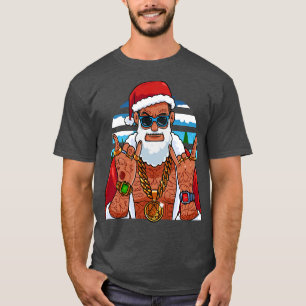 Camiseta Navidades del hip hop de Black Santa Claus Gangste