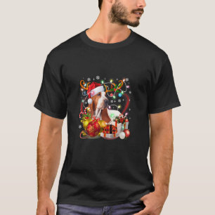 Camiseta Navidades del Hound Basset Reindeer Santa Lights D
