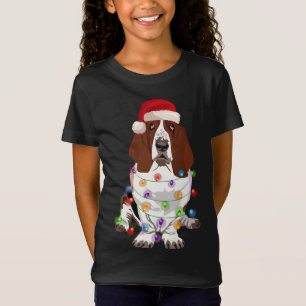 Camiseta Navidades del Hound de Basset iluminan a amante de