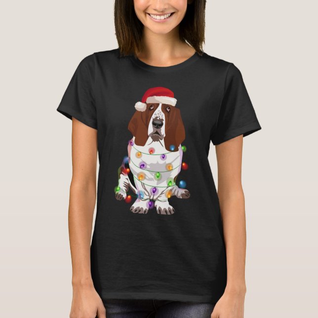 Camiseta Navidades del Hound de Basset iluminan a amante de (Anverso)