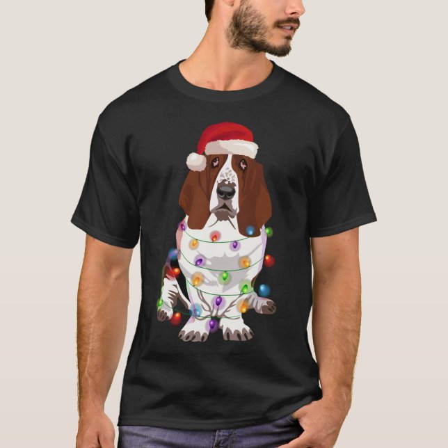 Camiseta Navidades del Hound de Basset iluminan a amante de (Anverso)