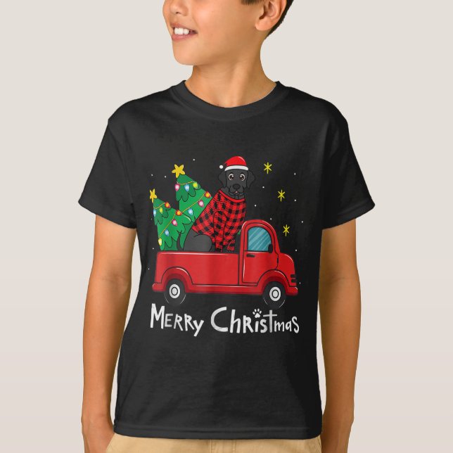 Camiseta Navidades del Labrador Negro Árbol de camiones Per (Anverso)
