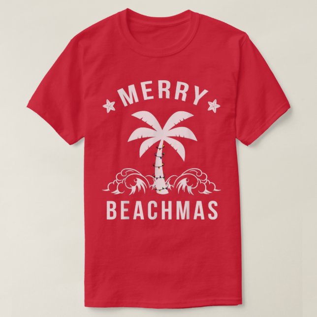 Camiseta Navidades del Merry Beachmas Palm Tree Beach (Diseño del anverso)