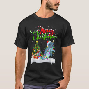 Camiseta Navidades del Narwhal de Santa Hat Tree de navidad