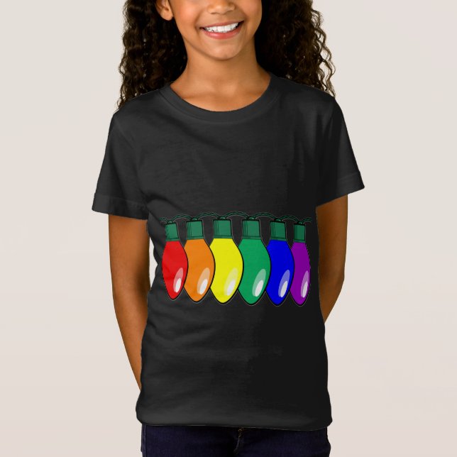 Camiseta Navidades del orgullo gay arcoiris iluminan (Anverso)