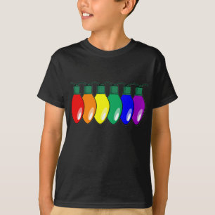 Camiseta Navidades del orgullo gay arcoiris iluminan