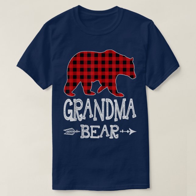 Camiseta Navidades del oso de la abuela Pajama Red Plaid Bu (Diseño del anverso)