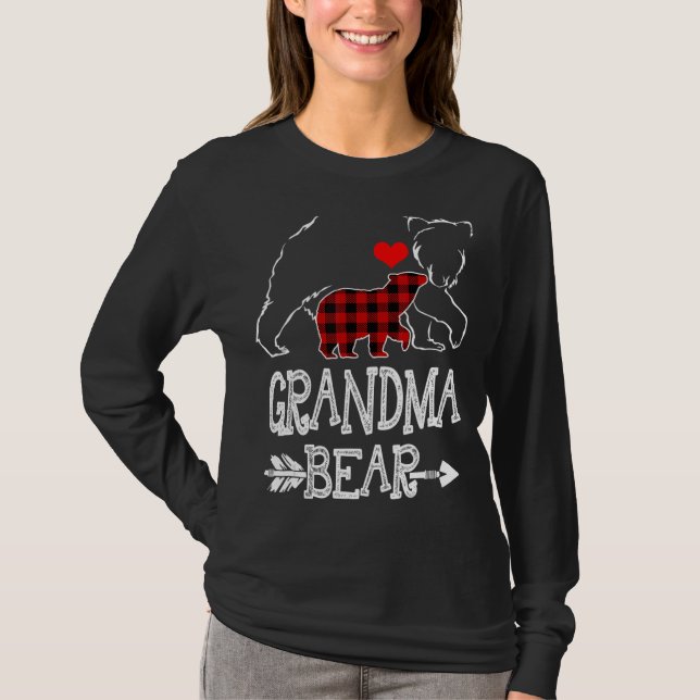 Camiseta Navidades del oso de la abuela Pajama Red Plaid Bu (Anverso)