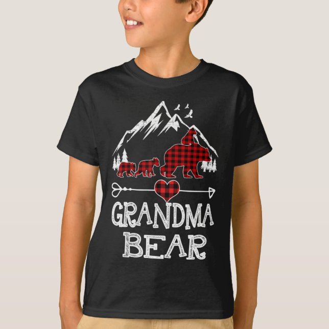 Camiseta Navidades del oso de la abuela Pajama Red Plaid Bu (Anverso)