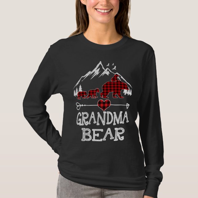 Camiseta Navidades del oso de la abuela Pajama Red Plaid Bu (Anverso)