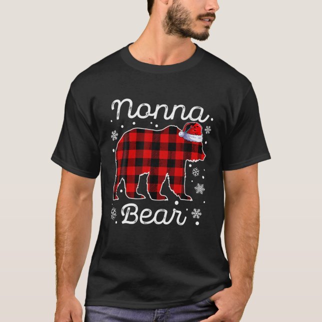 Camiseta Navidades del oso de nonna Pajamas Red Plaid Buffa (Anverso)