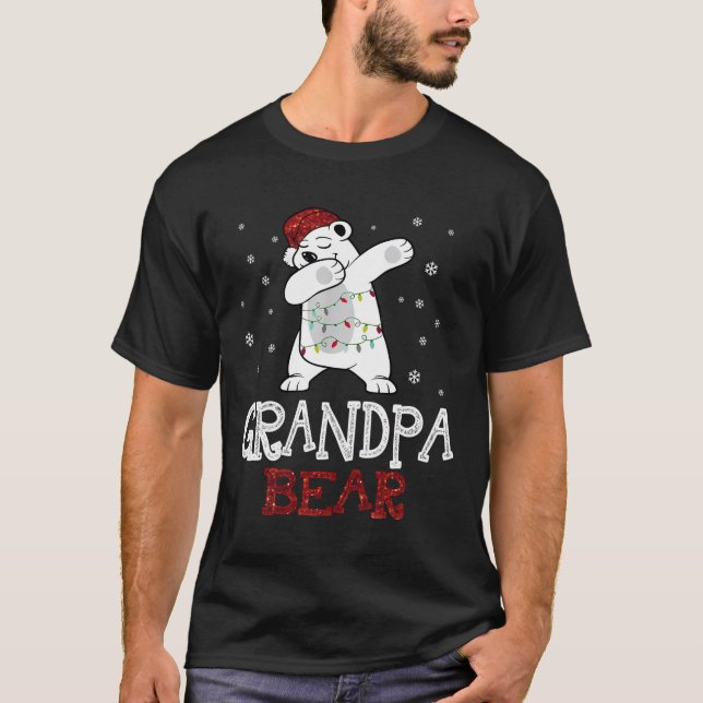 Camiseta Navidades del oso del abuelo Pajama Red Plaid Buff (Anverso)