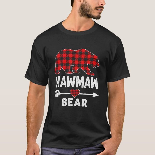 Camiseta Navidades del oso mawmaw Pajama Red Plaid Buffalo  (Anverso)