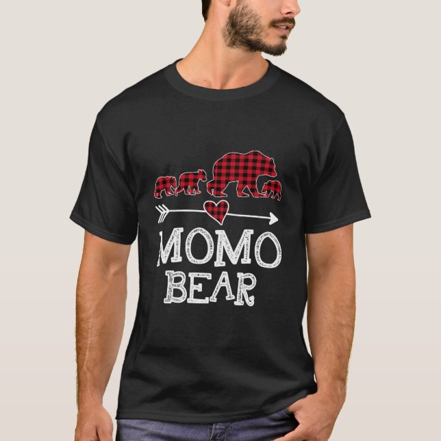 Camiseta Navidades del oso momo Pajama Red Plaid Buffalo Fa (Anverso)
