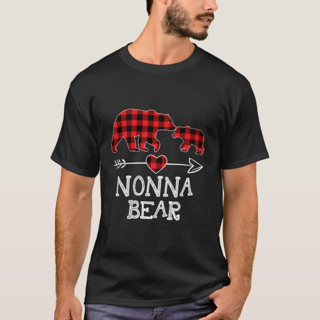 Camiseta Navidades del oso nonna Pajama Red Plaid Buffalo F (Anverso)