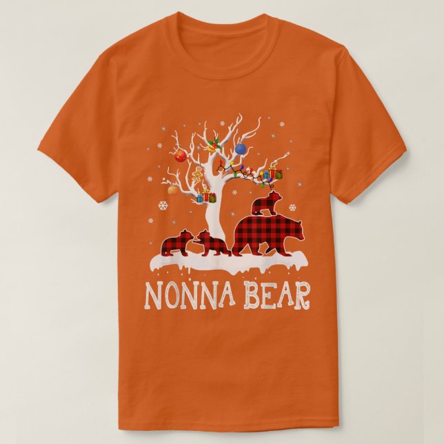 Camiseta Navidades del oso nonna Pajama Red Plaid Buffalo F (Diseño del anverso)