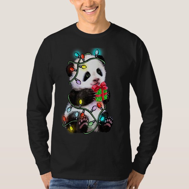Camiseta Navidades del oso panda Pajama Divertidas navidade (Anverso)