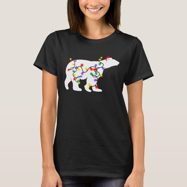 Camiseta Navidades del oso polar iluminan Santa Hat navidad (Anverso)