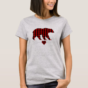 Camiseta Navidades del oso tía Pajama Red Plaid Buffalo