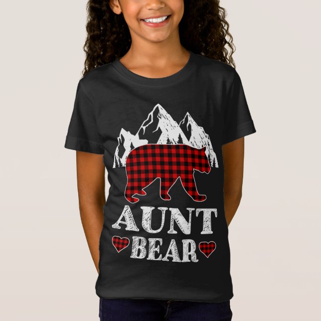 Camiseta Navidades del oso tía Pajama Red Plaid Buffalo Mat (Anverso)