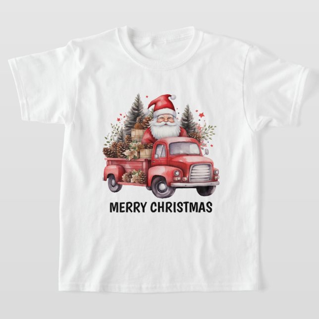 Camiseta Navidades del país acuarela agregar texto Santa (Distribución)