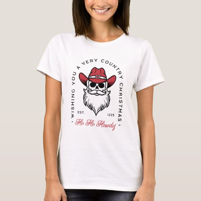 Camiseta Navidades del país Howdy Santa cowboy desea (Anverso)