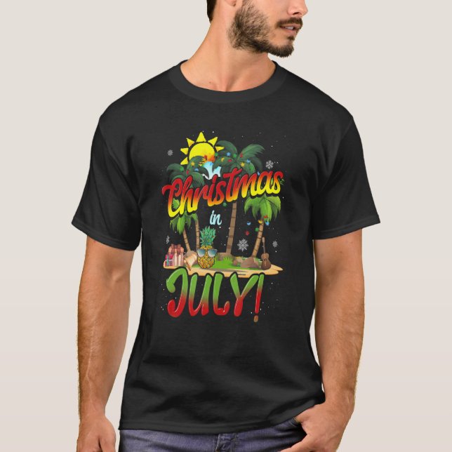 Camiseta Navidades Del Palm Tree Beach En Julio Vacaciones  (Anverso)