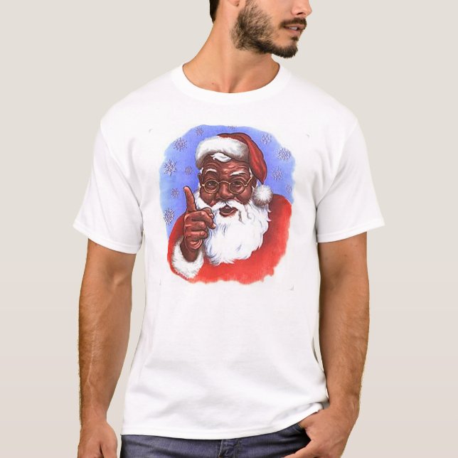 Camiseta Navidades del Papá Noel afroamericano (Anverso)
