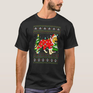 Camiseta Navidades del Pastor Alemán feos iluminando Navida