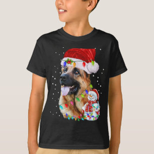 Camiseta Navidades del Pastor Alemán Santa Hat Xmas Luces s