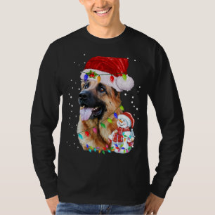 Camiseta Navidades del Pastor Alemán Santa Hat Xmas Luces s