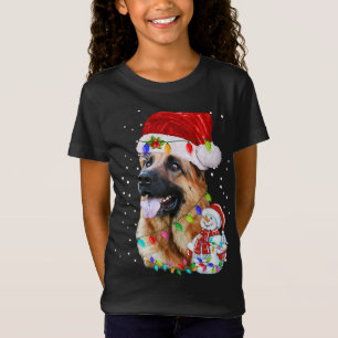 Camiseta Navidades del Pastor Alemán Santa Hat Xmas Luces s