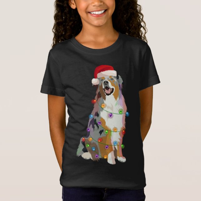 Camiseta Navidades del Pastor Australiano Aussi alumbran Na (Anverso)