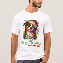 Camiseta Navidades del Pastor Australiano cortan luces de h