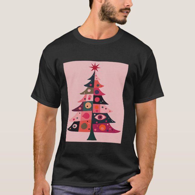 Camiseta Navidades del Patchwork de Kitsch Boho rosa de med (Anverso)