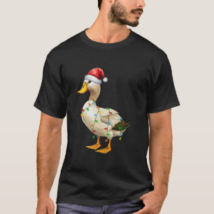 Camiseta Navidades del pato alumbrando a Santa Hat Duck