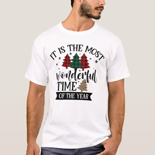 Camiseta Navidades del patrón de brotes de búfalo y leopard (Anverso)