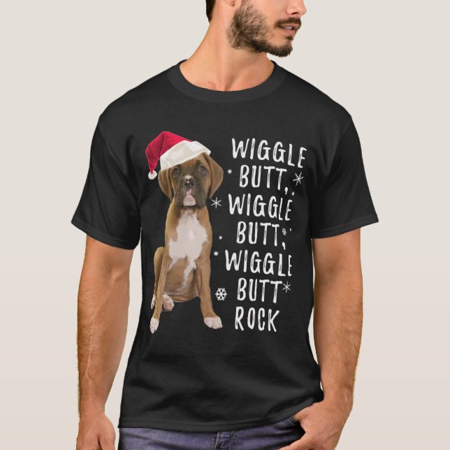 Camiseta Navidades del perro Boxer - Roca de la sacudida (Anverso)